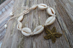 Starfish Cowrie Shell Bracelet (Bronze-White)