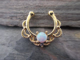 Opal Goddess Gold Tone Faux Septum Ring (Pink)