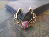 Opal Goddess Gold Tone Faux Septum Ring (Pink)