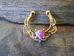 Opal Goddess Gold Tone Faux Septum Ring (Pink)