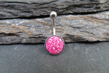 Hot Pink Faux Druzy Belly Ring