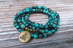 Turquoise Jasper Buddha 108 Beads Meditation Mala Bracelet