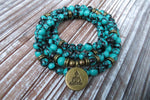 Turquoise Jasper Buddha 108 Beads Meditation Mala Bracelet