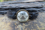 Hamsa Hand Leather Adjustable Bracelet