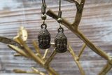 Buddha Head & Lotus Earrings Lot of Two Pairs