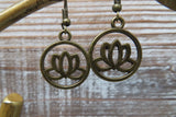 Buddha Head & Lotus Earrings Lot of Two Pairs