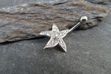 Gold Starfish Rhinestone Belly Ring