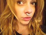 Bold Fan Crystals Faux Septum Ring (Silver)