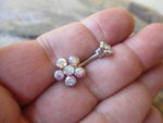 Flower Crystal Gems Belly Ring (Aurora Borealis)