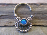 Opal Hanger 16G Septum Ring (Blue)