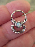 Opal Hanger 16G Septum Ring (Blue)