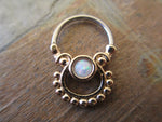 Opal Hanger 16G Septum Ring (Blue)