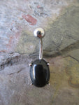 Natural Stone Belly Ring (Black Obsidian)
