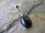Natural Stone Belly Ring (Black Obsidian)