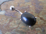 Natural Stone Belly Ring (Black Obsidian)