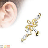 Crystal Flower Cartilage Piercing (Gold)