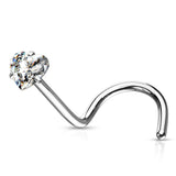 Silver Heart Nose L Bend 20G & 18G