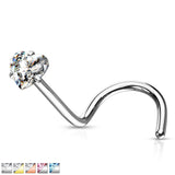 Silver Heart Nose L Bend 20G & 18G