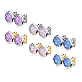 Gold Aurora Borealis Bezel Set Surgical Steel Earrings