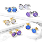 Gold Aurora Borealis Bezel Set Surgical Steel Earrings