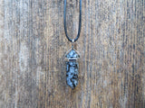 Crystal Point Natural Stone Necklace (Snowflake Obsidian)