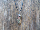 Crystal Point Natural Stone Necklace (Unakite)