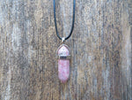 Crystal Point Natural Stone Necklace (Rhodonite)