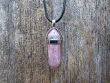 Crystal Point Natural Stone Necklace (Rhodonite)