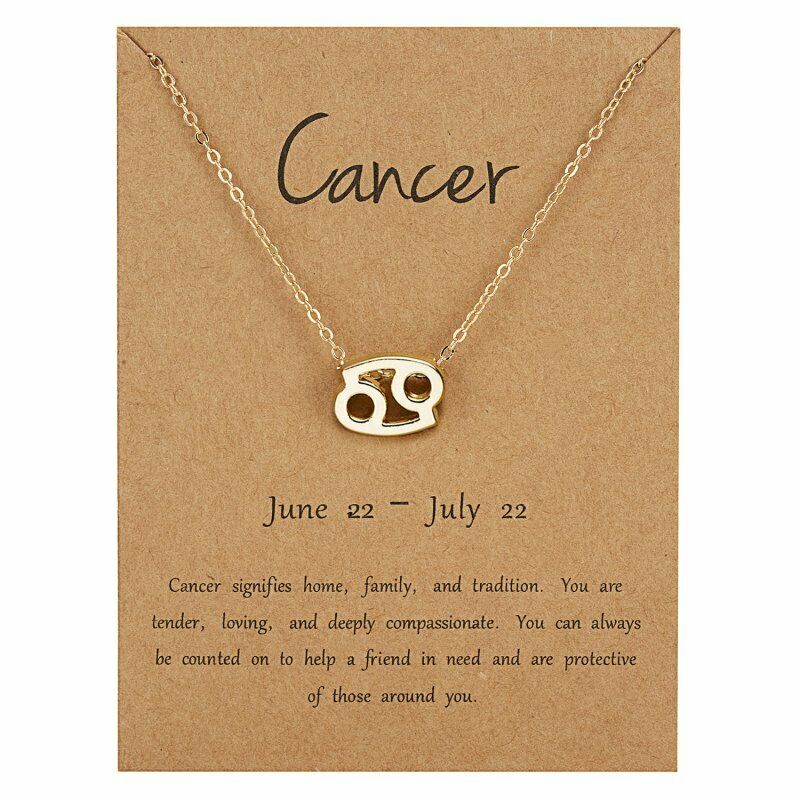 Gold Zodiac Sign Necklace (Cancer) – Cali Crystals