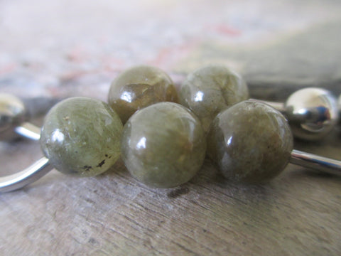 Labradorite Natural Stone VCH Christina Belly Navel Ring Barbell Bar 14G (1.6mm) Piercing Piercings