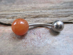 Orange Quartz 8mm Natural Stone VCH Christina Belly Navel Ring Barbells Bars 14G (1.6mm) Piercing Piercings