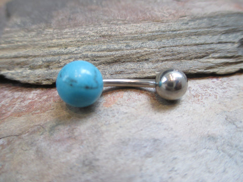Turquoise Howlite 8mm Natural Stone VCH Christina Belly Navel Ring Barbells Bars 14G (1.6mm) Piercing Piercings