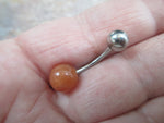 Orange Quartz 8mm Natural Stone VCH Christina Belly Navel Ring Barbells Bars 14G (1.6mm) Piercing Piercings