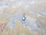 Black White Fire Opal Nose Piercing Ring 20G (.81mm)