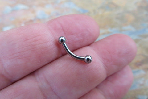 Tiny Balls Steel 14G (1.6mm) Eyebrow Rook Barbell Curve Belly Lip Piercing 100% Surgical Steel