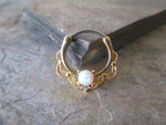 Silver White Fire Opal Stone Septum Clicker Ring Hoop 16G Nose Daith Cartilage Earring Piercing