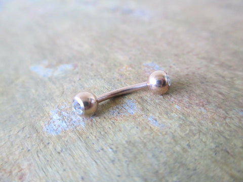 Rose Gold Eyebrow Rook Barbell Curve 16G (1.2mm) Lip Piercing