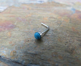 Turquoise Howlite 3mm 20G (.81mm) Natural Stone Nose Bone or L Bend Surgical Steel Nose Piercing Ring 20G (.81mm)