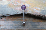 Amethyst Natural Stone Tongue Ring Barbell Bar 14G (1.6mm) Piercing Piercings Barbells Hypoallergenic 316L Surgical Steel