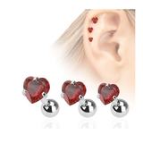 Red Heart Gem Cartilage Piercing