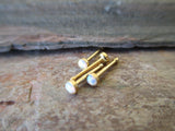 White Opal Nose Bone or L-Bend (Gold)