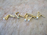 White Opal Nose Bone or L-Bend (Gold)