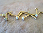 White Opal Nose Bone or L-Bend (Gold)