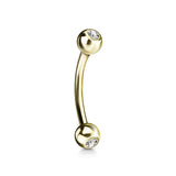 Gold Gems Rook or Eyebrow Curve