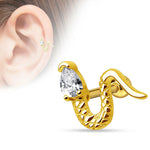 Snake Crystal Gem Cartilage Piercing (Gold)