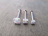 White Pronged Opal Piercing 18G or 16G