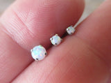White Pronged Opal Piercing 18G or 16G
