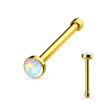 White Opal Nose Bone or L-Bend (Gold)