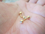 Gold Gems Rook or Eyebrow Curve