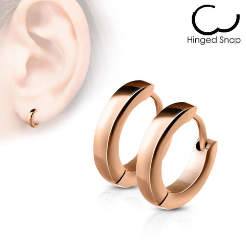 Rose Gold Pair Surgical Steel Huggie Earrings